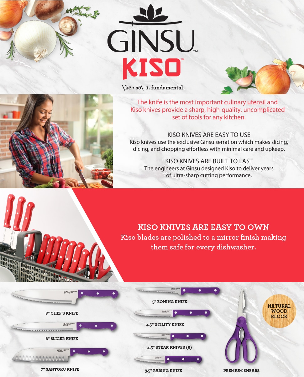 Ginsu Kiso 14Piece Dishwasher Safe Natural Block Knife Set KISPUDS0142 The Home Depot